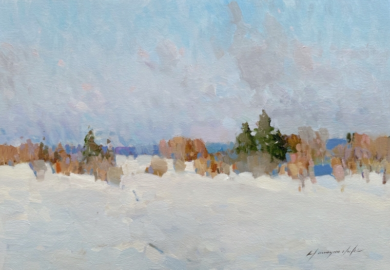 Winter Morning, Original oil Painting, Handmade artwork, One of a Kind                 